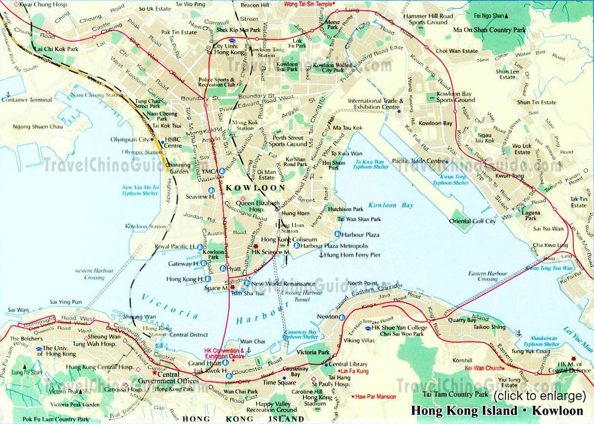 நகர ஹாங்காங் வரைபடம்