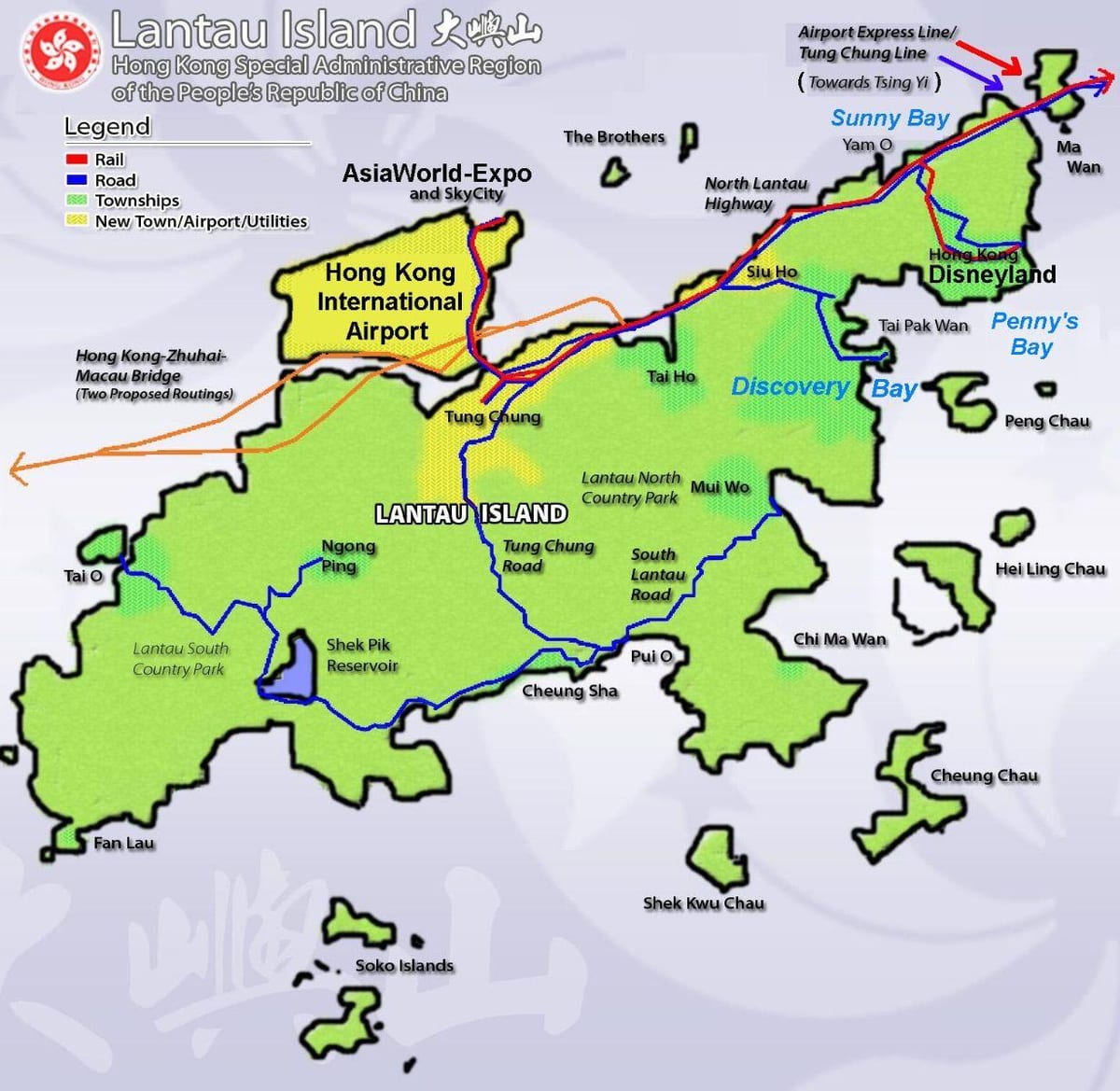 Lantau தீவு, ஹாங்காங் வரைபடம்
