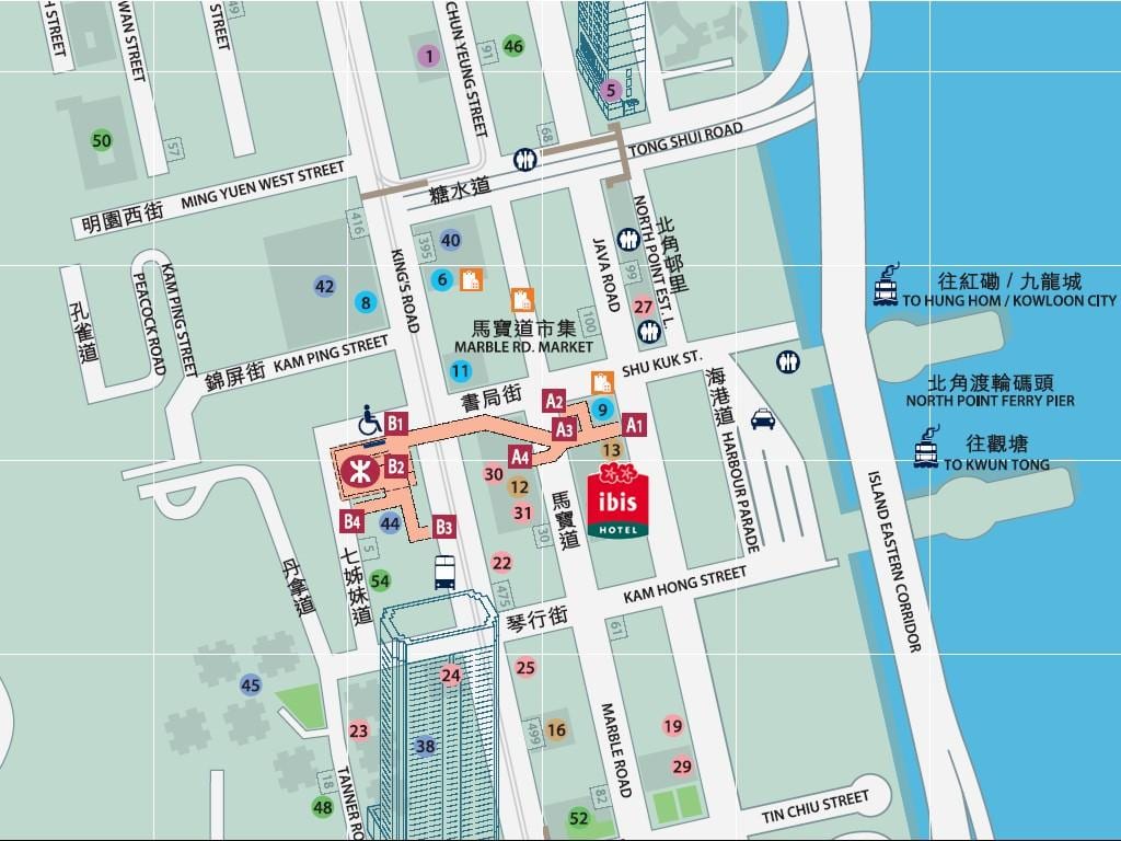 north point, அது MTR நிலையத்தில் வெளியேறும் வரைபடம்