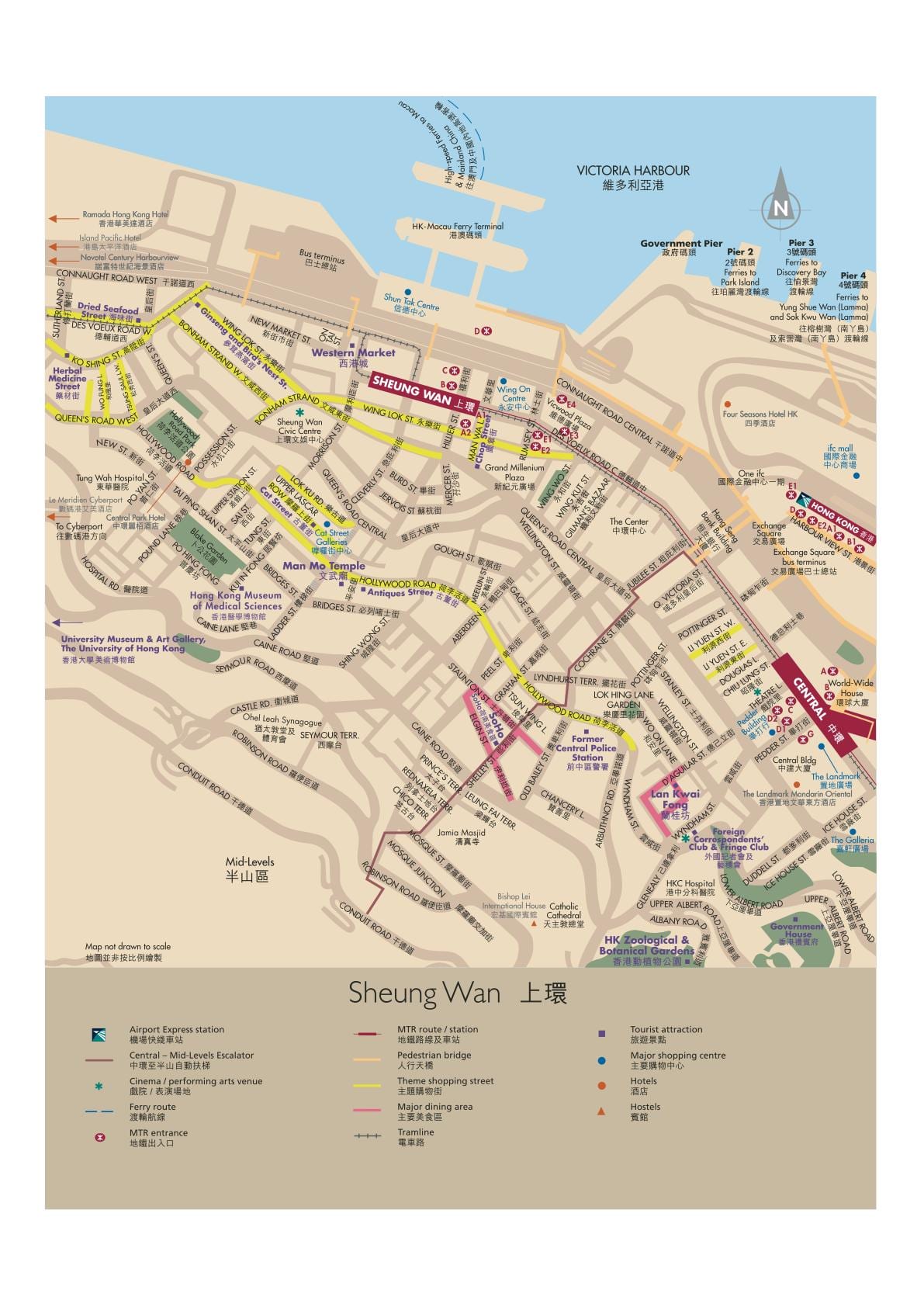 Sheung Wan, அது MTR நிலையத்தில் வரைபடம்